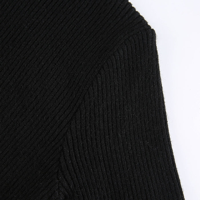 Women’s Ribbed Knit Mini Dress with Turtleneck and Long Sleeves