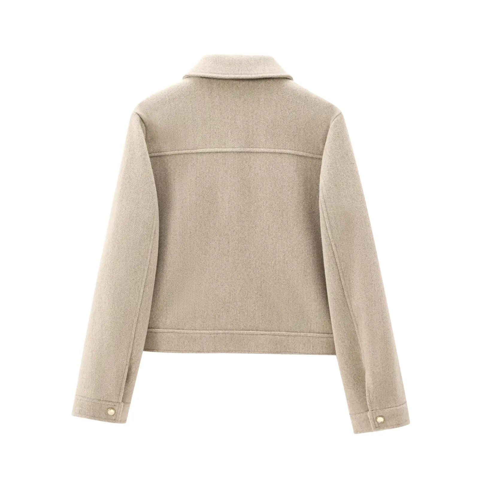 Women's Zip-Up Coat with Front Flap Pockets