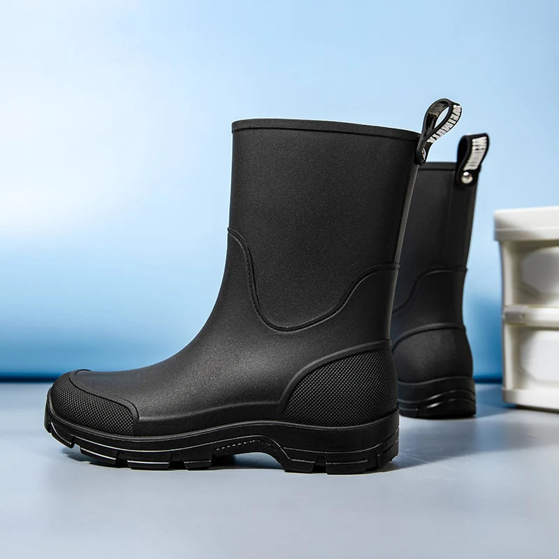 Women’s Mid-Calf Boots with Pull Tab and Treaded Sole