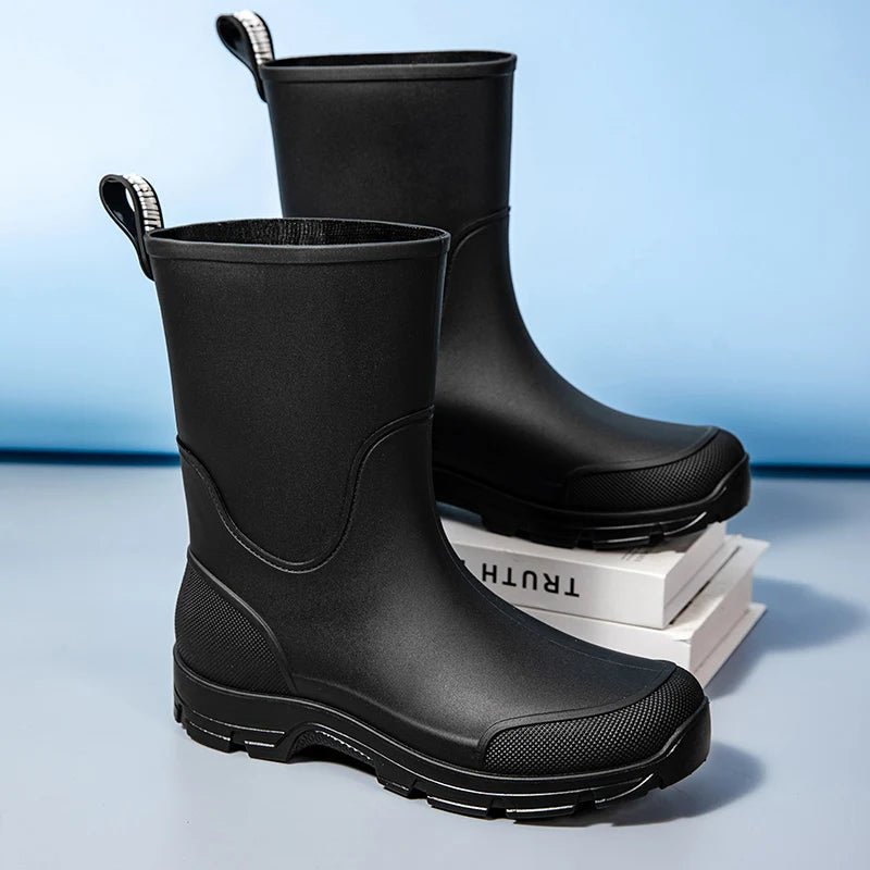 Women’s Mid-Calf Boots with Pull Tab and Treaded Sole