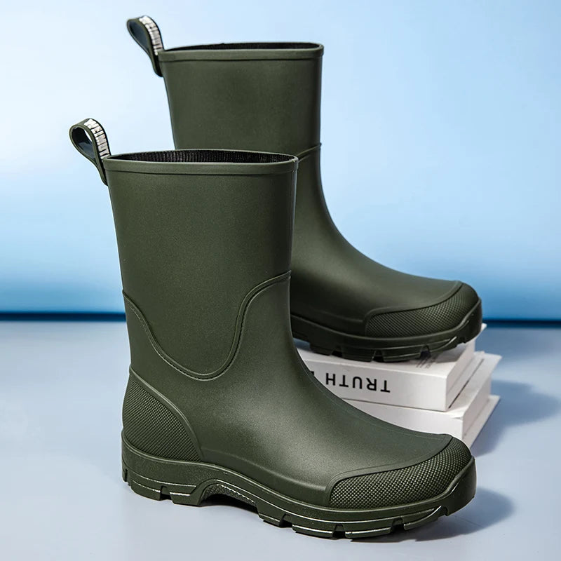Women’s Mid-Calf Boots with Pull Tab and Treaded Sole