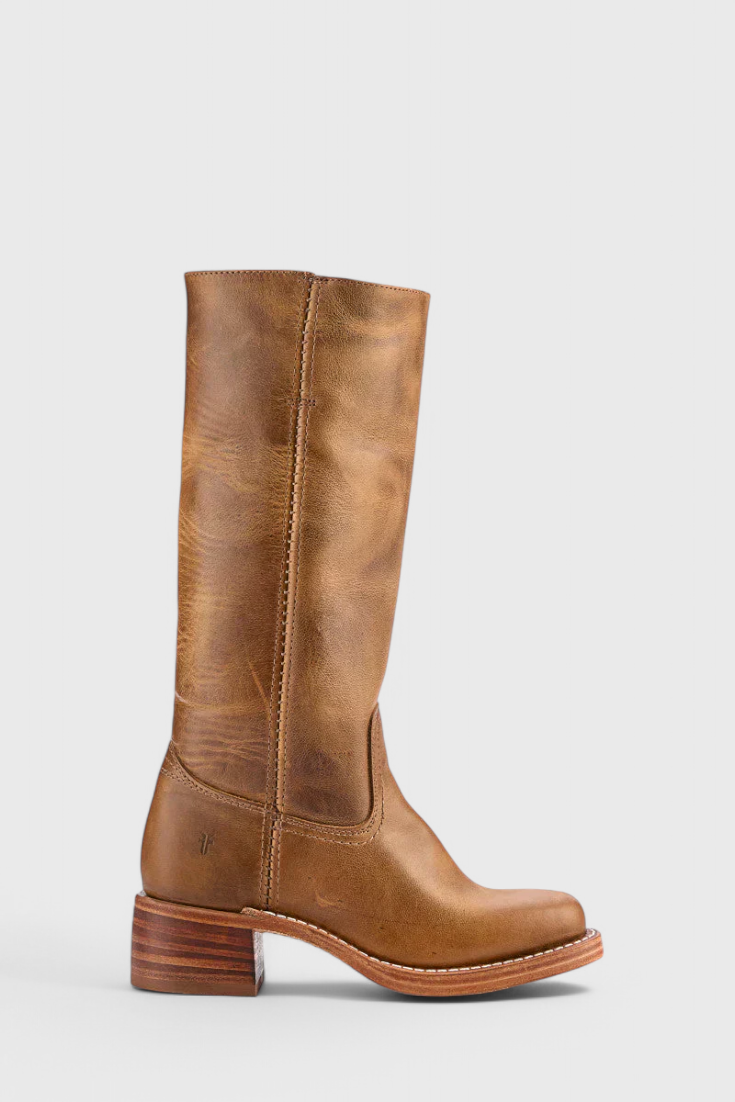 Women's Knee High Boots with Stacked Heel and Round Toe