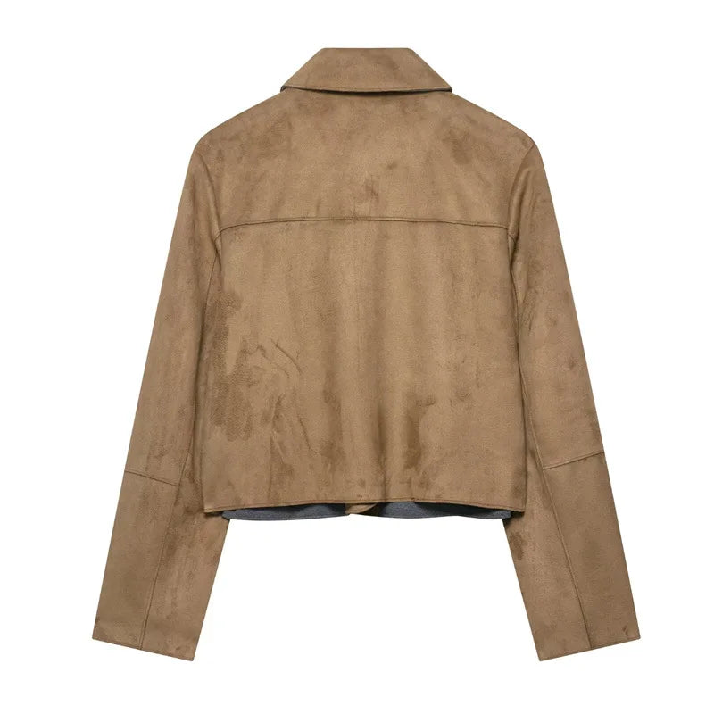 Women's Single-Breasted Coat with Front Pockets