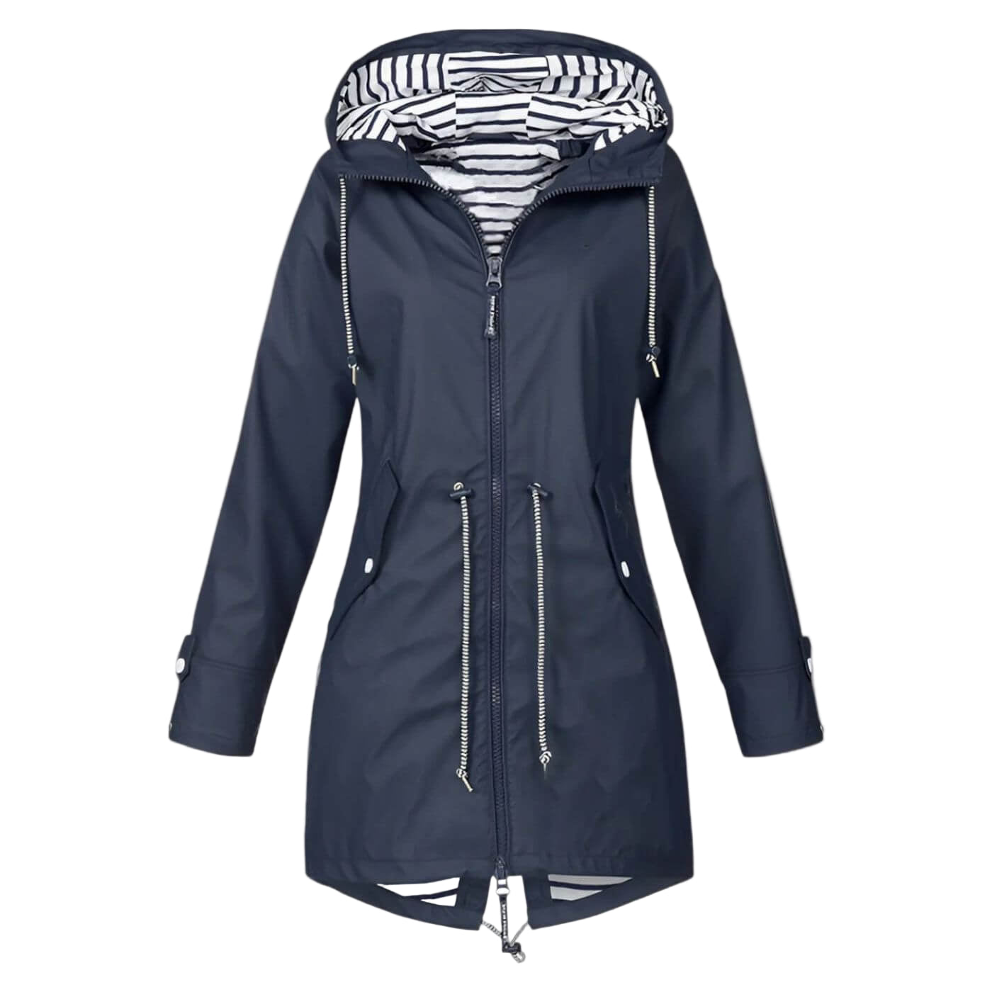 Women's Waterproof Rain Jacket with Hood and Drawcord Waist